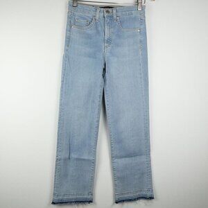 Veronica Beard Jeans Womens Size 25 Jackie In Sky Straight Leg Fray 10" Rise